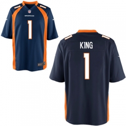 Nike Broncos #1 Marquette King Navy Elite Jersey