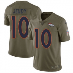 Nike Broncos 10 Jerry Jeudy Olive Men Stitched NFL Limited 2017 Salute To Service Jersey