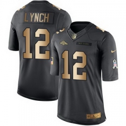 Nike Broncos #12 Paxton Lynch Black Mens Stitched NFL Limited Gold Salute To Service Jersey