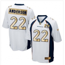 Nike Broncos #22 C J  Anderson White Mens Stitched NFL Game Super Bowl 50 Collection Jersey