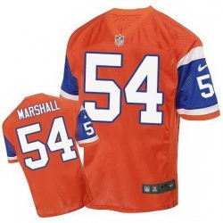 Nike Broncos #54 Brandon Marshall Orange Throwback Mens Stitched NFL Elite Jersey