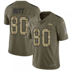 Nike Broncos #80 Jake Butt Olive Camo Mens Stitched NFL Limited 2017 Salute To Service Jersey