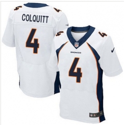 Nike Denver Broncos #4 Britton Colquitt White Mens Stitched NFL New Elite Jersey