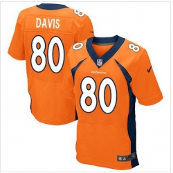 Nike Denver Broncos #80 Vernon Davis Orange Team Color Men 27s Stitched NFL New Elite Jersey