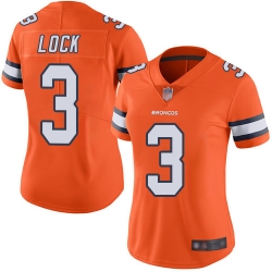 Broncos 3 Drew Lock Orange Women Stitched Football Limited Rush Jersey