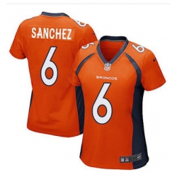 Nike Broncos #6 Mark Sanchez Orange Team Color Womens Stitched NFL New Elite Jersey