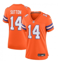 Women Denver Broncos 14 Courtland Sutton Orange Mile High Collection 1977 Throwback Stitched Jersey