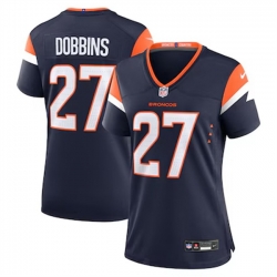 Women Denver Broncos 27 J K  Dobbins Navy 2025 Alternate Stitched Game Jersey  Women Denver Broncos 27 J K  Dobbins Navy 2025 Alternate Stitched Game Jersey