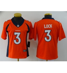 Women Nike Broncos 3 Drew Lock Orange Women Vapor Untouchable Limited Jersey