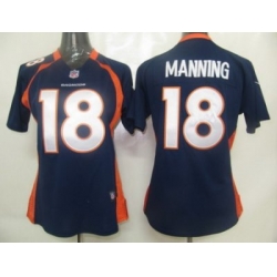 Women Nike Denver Broncos 18# Manning Blue Jersey