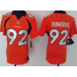 Women Nike Denver Broncos 92# Elvis Dumervil Orange Nike NFL Jerseys