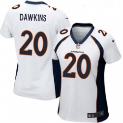 Womens Nike Denver Broncos 20 Brian Dawkins Game White NFL Jersey