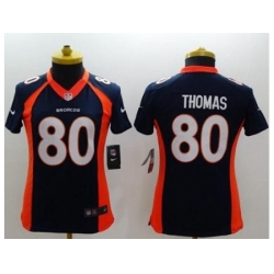 Women's Nike Denver Broncos #80 Julius Thomas Blue Alternate Stitched NFL New Limited Jersey