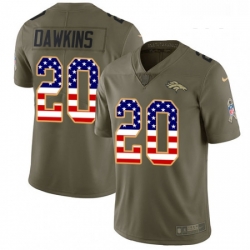 Youth Nike Denver Broncos 20 Brian Dawkins Limited OliveUSA Flag 2017 Salute to Service NFL Jersey