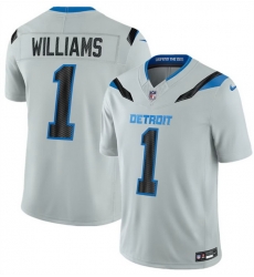 Men Detroit Lions 1 Jameson Williams Silver 2026 F U S E Rivalries Collection Limited Stitched Football Jersey Men Detroit Lions 1 Jameson Williams Silver 2026 F U S E Rivalries Collection Limited Stitched Football Jersey