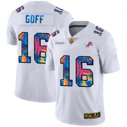 Men Detroit Lions 16 Jared Goff Men White Nike Multi Color 2020 NFL Crucial Catch Limited NFL Jersey