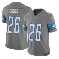 Men Detroit Lions 26 Jahmyr Gibbs Grey 2023 F U S E  Vapor Untouchable Limited Stitched Football Jersey