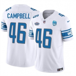 Men Detroit Lions 46 Jack Campbell White 2023 F U S E  With Prem1ere Patch 90th Anniversary Vapor Untouchable Limited Stitched Football Jersey