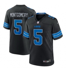 Men Detroit Lions 5 David Montgomery Black 2nd Alternate Stitched Game Jersey