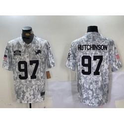 Men Detroit Lions 97 Aidan Hutchinson 2024 F U S E Arctic Camo Salute To Service Limited Stitched Football Jersey