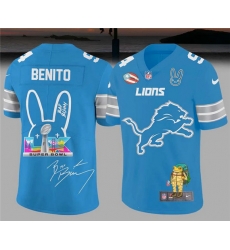 Men Detroit Lions Blue Bad Bunny Super Bowl Football Jersey Men Detroit Lions Blue Bad Bunny Super Bowl Football Jersey