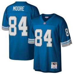 Men's Detroit Lions #84 Herman Moore Mitchell & Ness 1996 Blue Throwback Jersey