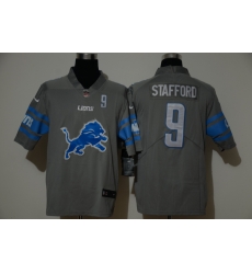 Nike Lions 9 Matthew Stafford Gray Team Big Logo Number Vapor Untouchable Limited Jersey