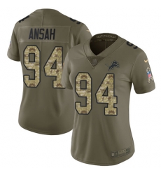 Nike Lions #94 Ziggy Ansah Olive Camo Womens Stitched NFL Limited 2017 Salute to Service Jersey