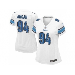 Nike NFL Detroit Lions #94 Ziggy Ansah Elite Women's Road White Jersey