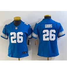 Women Detroit Lions 26 Jahmyr Gibbs Blue 2024 F U S E  Vapor Limited Stitched Jersey