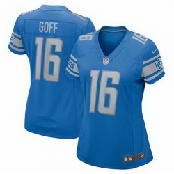 Women Detroit Lions Jared Goff #16 Rush Stitched NFL Jersey