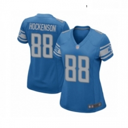 Womens Detroit Lions 88 TJ Hockenson Game Blue Team Color Football Jersey