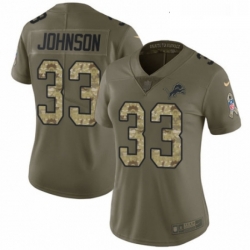 Womens Nike Detroit Lions 33 Kerryon Johnson Limited OliveCamo Salute to Service NFL Jersey