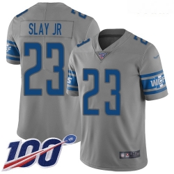 Lions #23 Darius Slay Jr Gray Youth Stitched Football Limited Inverted Legend 100th Season Jersey