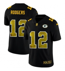 Green Bay Green Bay Green Bay Green Bay Packers 12 Aaron Rodgers Men Black Nike Golden Sequin Vapor Limited NFL Jersey