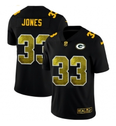 Green Bay Green Bay Green Bay Green Bay Packers 33 Aaron Jones Men Black Nike Golden Sequin Vapor Limited NFL Jersey