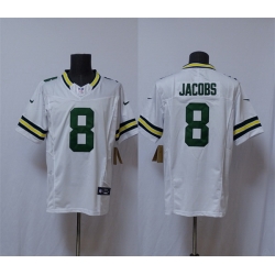 Men Green Bay Packers 8 Josh Jacobs White Vapor 2025 F U S E  Limited Stitched Football Jersey