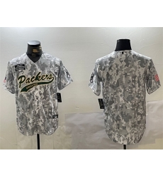 Men Green Bay Packers Blank 2024 Arctic Camo Salute To Service Stitched Baseball Jersey