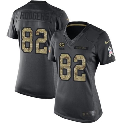 Nike Packers #82 Richard Rodgers Black Womens Stitched NFL Limited 2016 Salute to Service Jersey