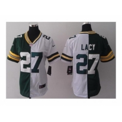 Nike women jerseys Green bay packers #27 lacy white-green[split]