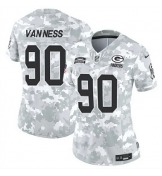 Women Green Bay Packers 90 Lukas Van Ness 2024 F U S E Arctic Camo Salute To Service Limited Stitched Football Jersey