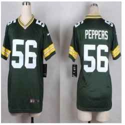 Women New Packers #56 Julius Peppers Green Team Color Stitched NFL Elite jersey