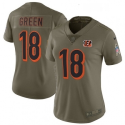 Womens Nike Cincinnati Bengals 18 AJ Green Limited Olive 2017 Salute to Service NFL Jersey