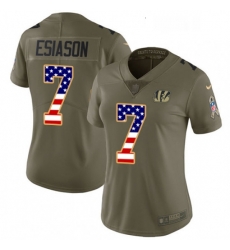 Womens Nike Cincinnati Bengals 7 Boomer Esiason Limited OliveUSA Flag 2017 Salute to Service NFL Jersey