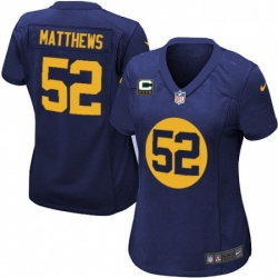 Womens Nike Green Bay Packers 52 Clay Matthews Elite Navy Blue Alternate C Patch NFL Jersey