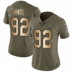 Womens Nike Green Bay Packers 92 Reggie White Limited OliveGold 2017 Salute to Service NFL Jersey