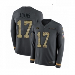 Youth Nike Green Bay Packers 17 Davante Adams Limited Black Salute to Service Therma Long Sleeve NFL Jersey