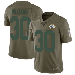 Youth Nike Packers #30 Jamaal Williams Olive Stitched NFL Limited 2017 Salute to Service Jersey