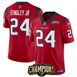 Men Houston Texans 24 Derek Stingley Jr  Red 2023 F U S E  AFC South Champions Patch Vapor Untouchable Limited Stitched Football Jersey