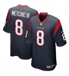 Men Houston Texans 8 John Metchie III Navy Stitched Game Football Jersey